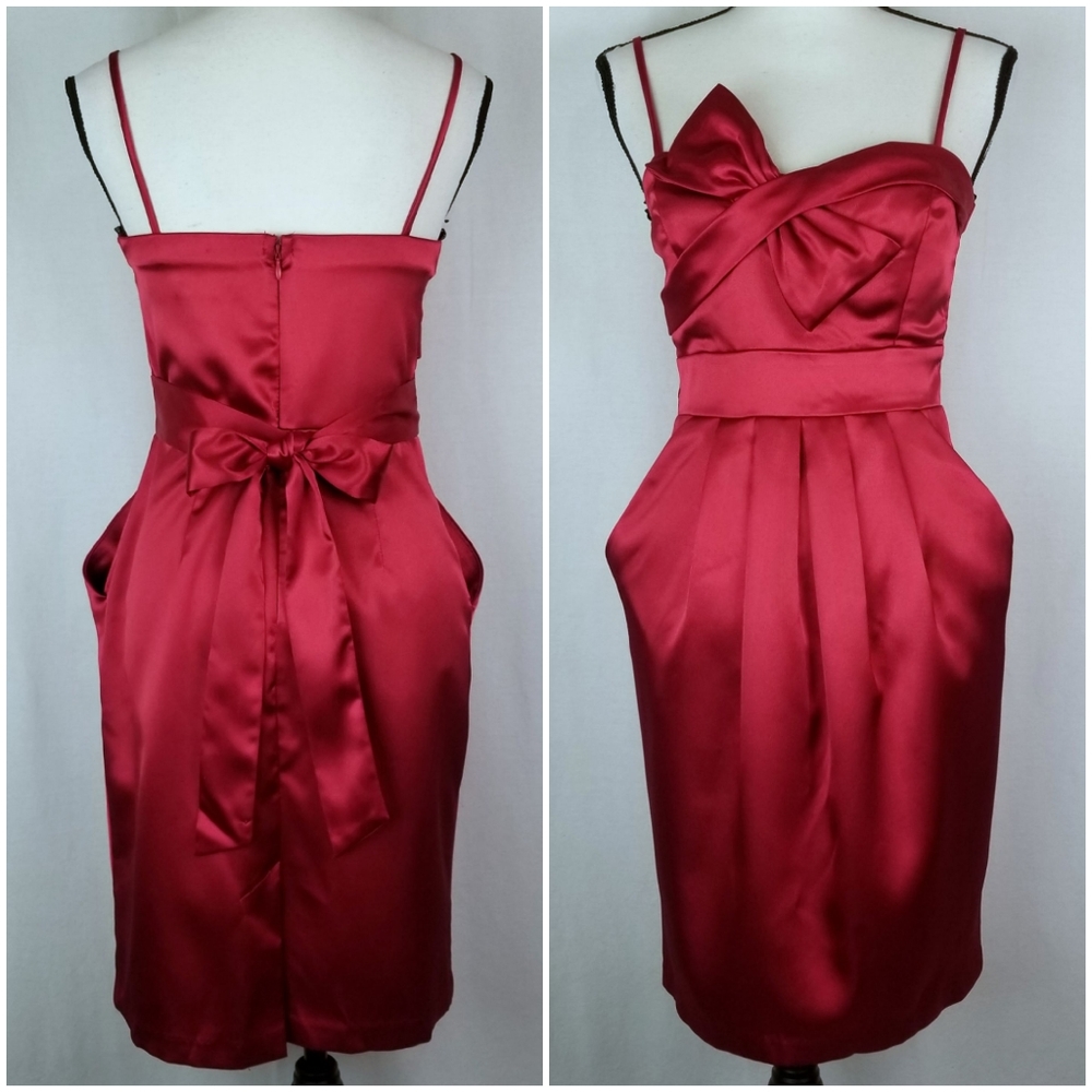 Intrigue Red Bow Dress with Pockets Size 4